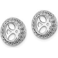 14K White Gold Diamond Earring Jacket Mountings with Round Diamonds - 1.12 Carat Total Diamond Weight by Oro Pregiato