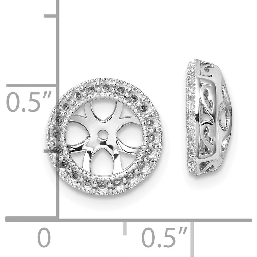 14K White Gold Diamond Earring Jacket Mountings with Round Diamonds - 1.12 Carat Total Diamond Weight by Oro Pregiato