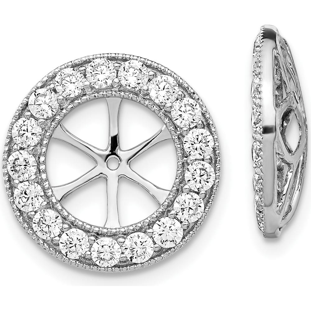 14K White Gold Diamond Earring Jackets with 1-1/6 Carats Total Diamond Weight - Cluster Style with Milgrain Detailing by Monteluci Fine Jewelry