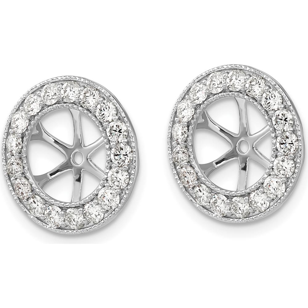 14K White Gold Diamond Earring Jackets with 1-1/6 Carats Total Diamond Weight - Cluster Style with Milgrain Detailing by Monteluci Fine Jewelry