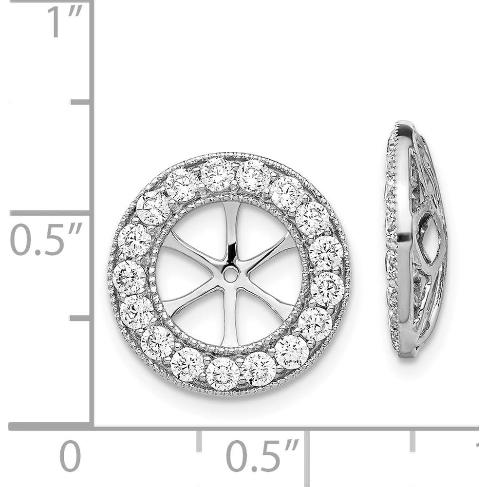 14K White Gold Diamond Earring Jackets with 1-1/6 Carats Total Diamond Weight - Cluster Style with Milgrain Detailing by Monteluci Fine Jewelry