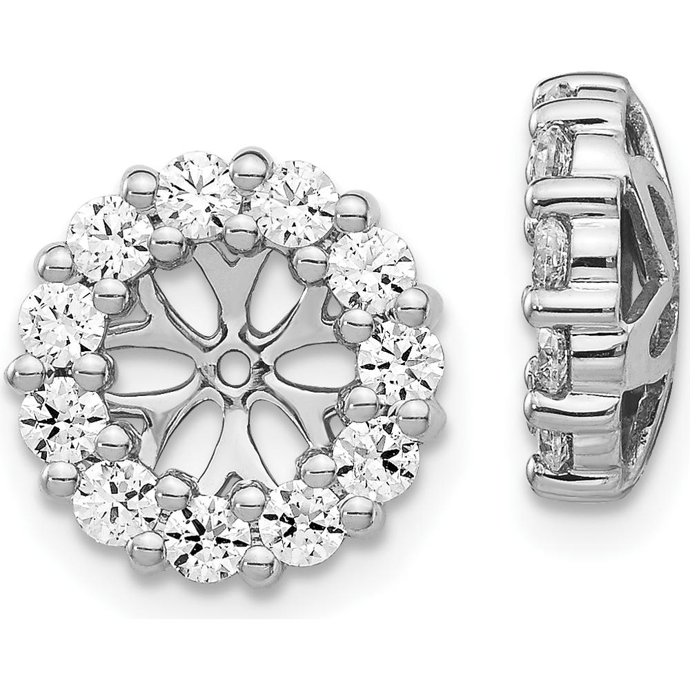 14K White Gold Diamond Earring Jackets with 22 Round Diamonds - 0.045 Carats Total Diamond Weight by Monteluci Fine Jewelry