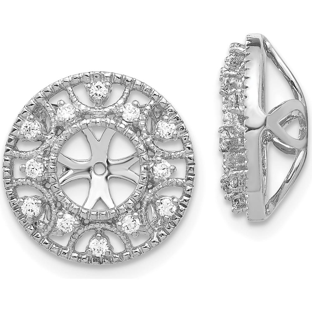 14K White Gold Diamond Earring Jackets with 24 Round Diamonds - 0.01 Carats Total Diamond Weight by Monteluci Fine Jewelry