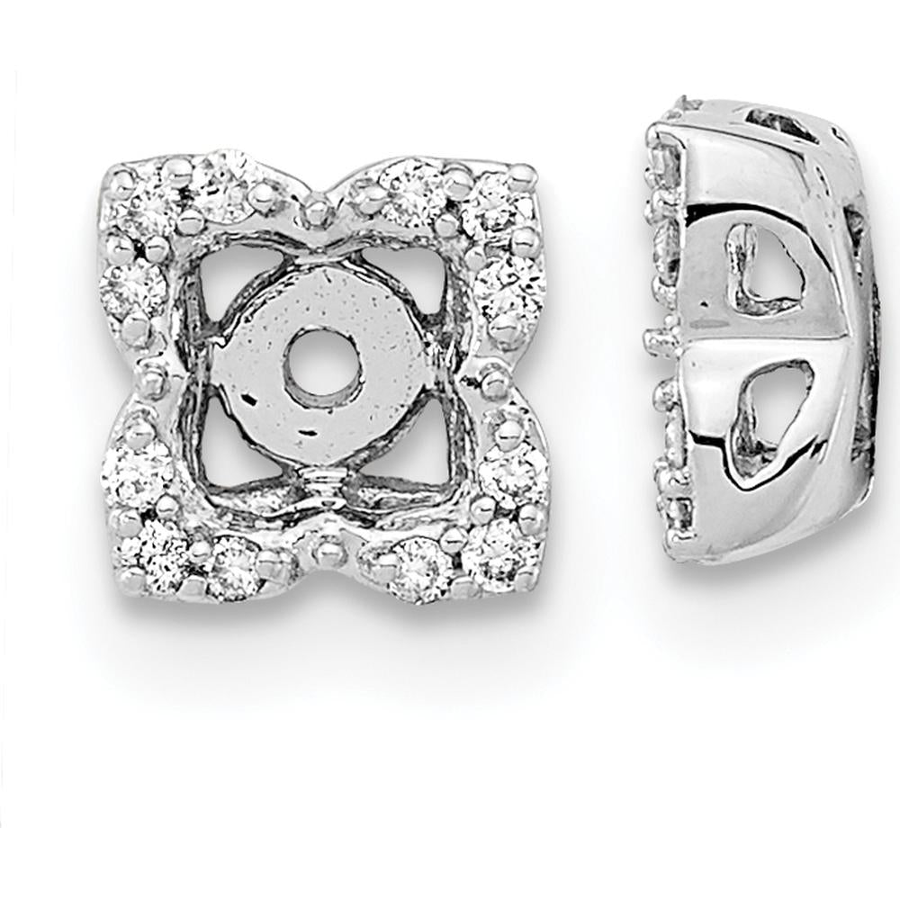 14K White Gold Diamond Earring Jackets with 24 Round Natural Diamonds - 0.004 Carat Total Diamond Weight by Oro Pregiato
