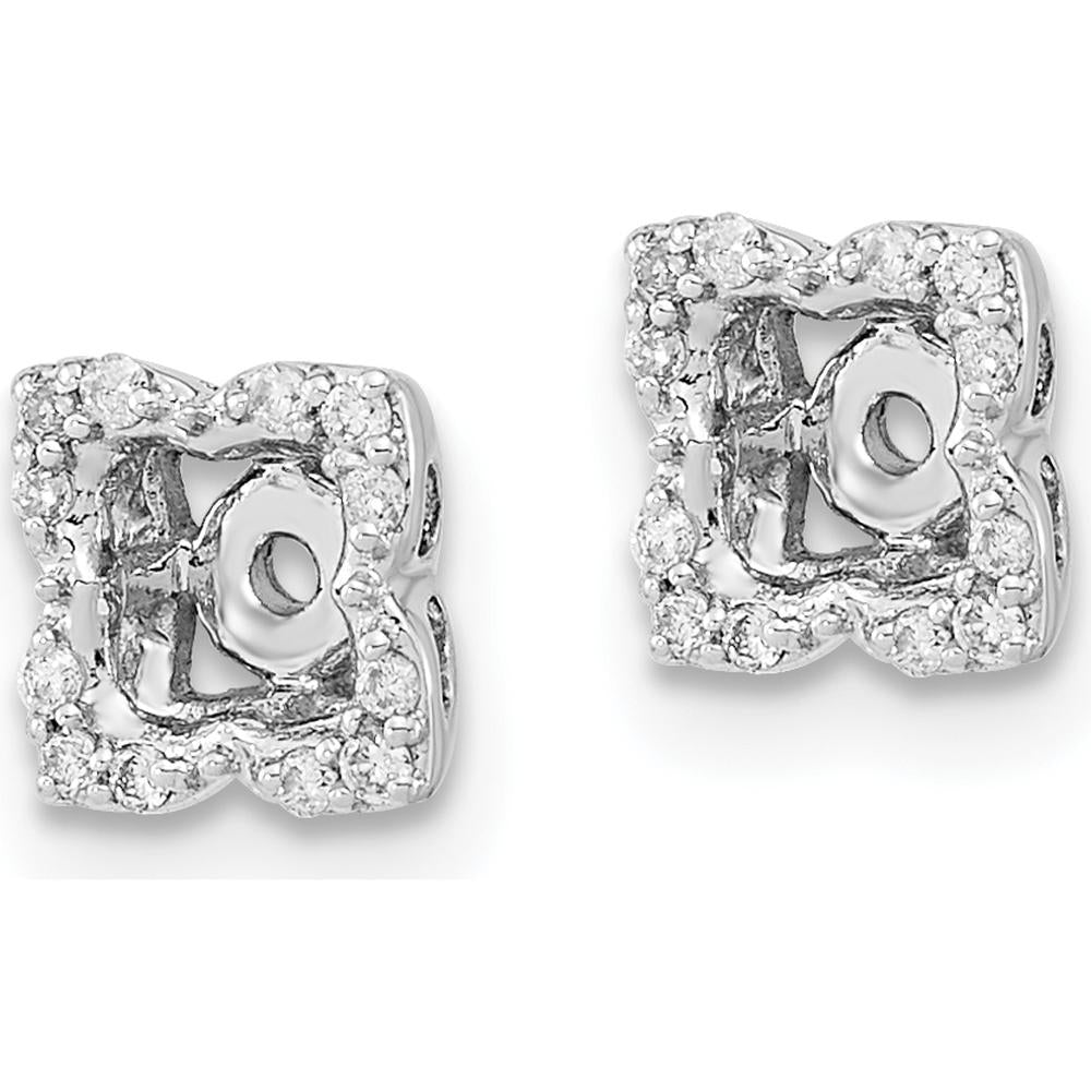 14K White Gold Diamond Earring Jackets with 24 Round Natural Diamonds - 0.004 Carat Total Diamond Weight by Oro Pregiato