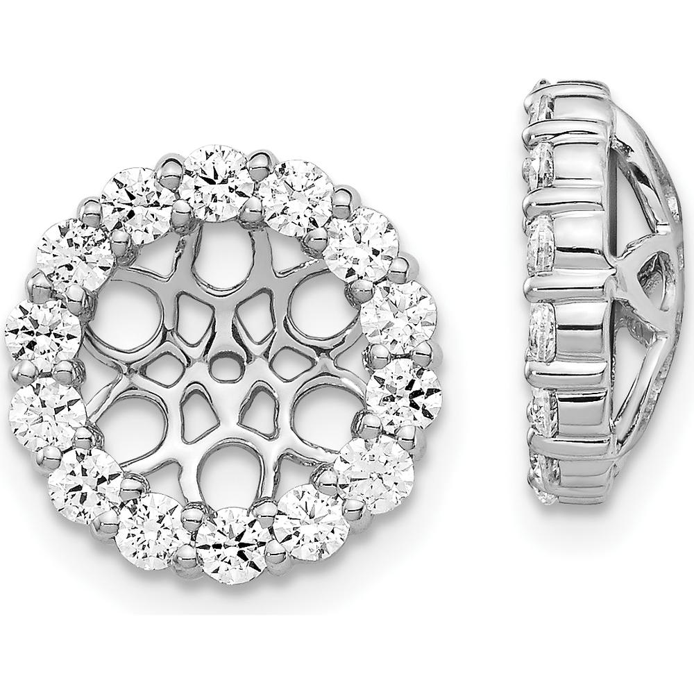 14K White Gold Diamond Earring Jackets with 28 Round Diamonds - 0.0694 Carats Total Diamond Weight by Monteluci Fine Jewelry