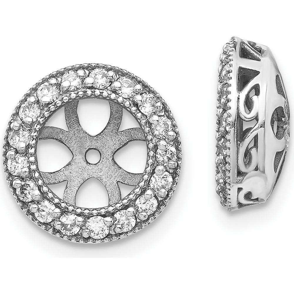 14K White Gold Diamond Earring Jackets with 34 Round Diamonds - 0.408 Carat Total Diamond Weight by Oro Pregiato