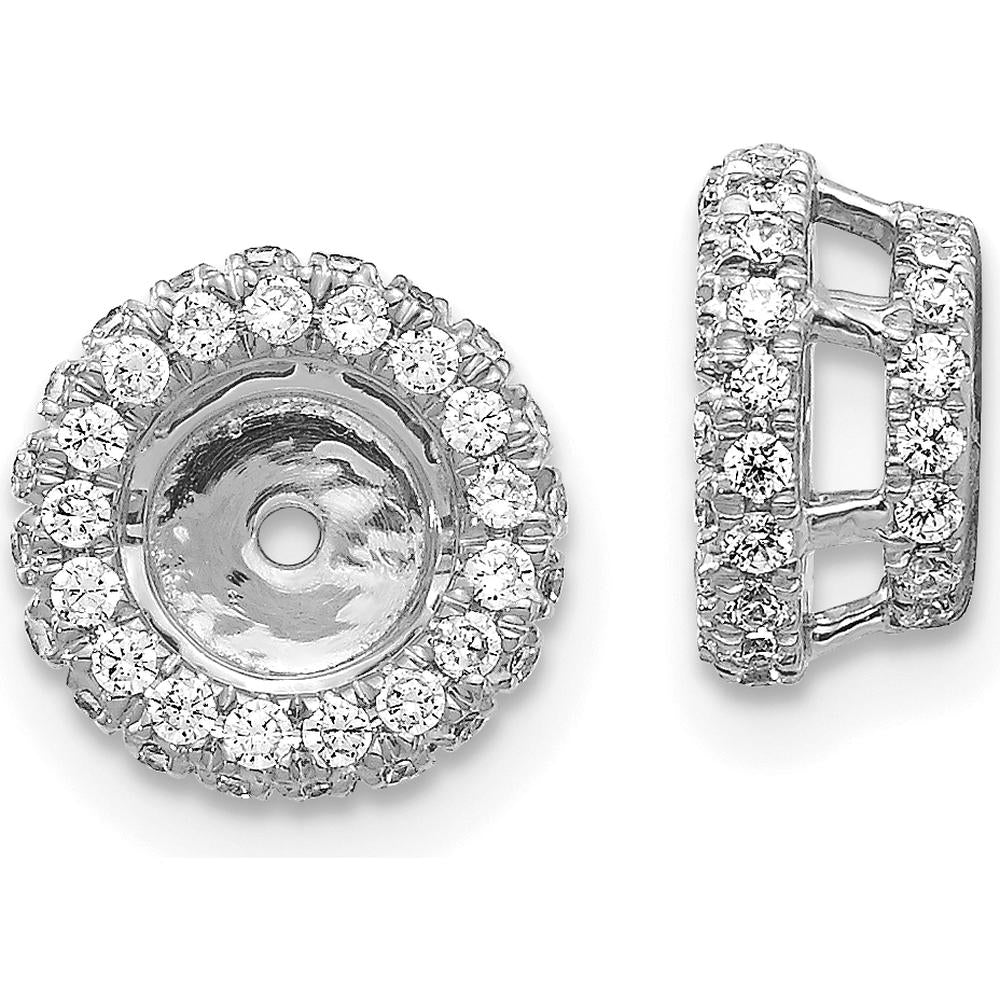 14K White Gold Diamond Earring Jackets with 5/8 Carats Total Diamond Weight - Cluster Design with Milgrain Detail by Monteluci Fine Jewelry