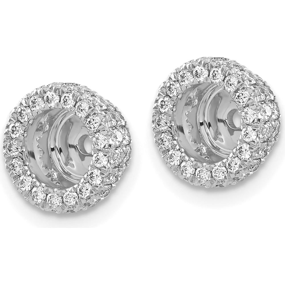 14K White Gold Diamond Earring Jackets with 5/8 Carats Total Diamond Weight - Cluster Design with Milgrain Detail by Monteluci Fine Jewelry