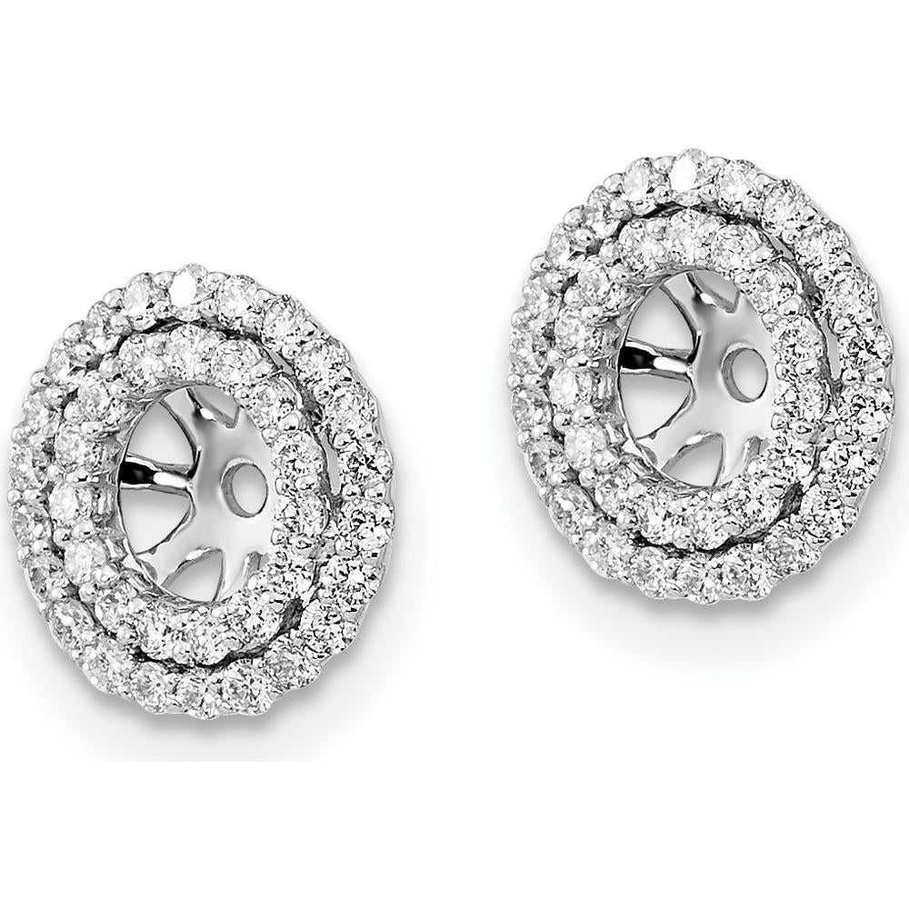 14K White Gold Diamond Earring Jackets with 74 Round Diamonds - 0.37 Carat Total Diamond Weight by Oro Pregiato