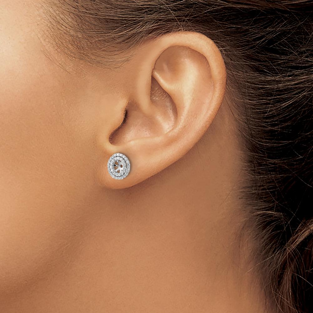 14K White Gold Diamond Earring Jackets with 74 Round Diamonds - 0.37 Carat Total Diamond Weight by Oro Pregiato