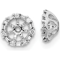 14K White Gold Diamond Earring Jackets with Round and Baguette Diamonds - 0.0078 Carat Total Diamond Weight by Oro Pregiato