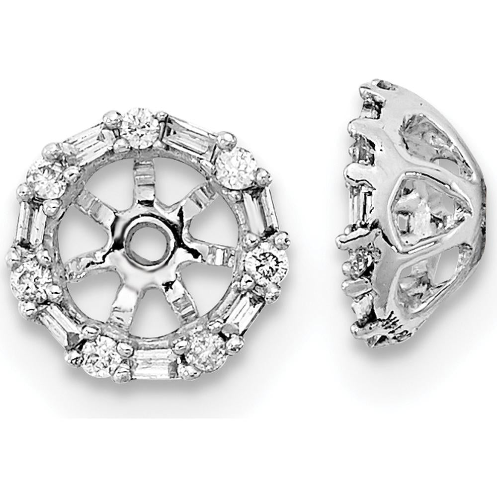 14K White Gold Diamond Earring Jackets with Round and Baguette Diamonds - 0.0078 Carat Total Diamond Weight by Oro Pregiato
