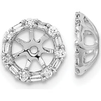14K White Gold Diamond Earring Jackets with Round and Baguette Diamonds - 0.0166 Carat Total Diamond Weight by Oro Pregiato
