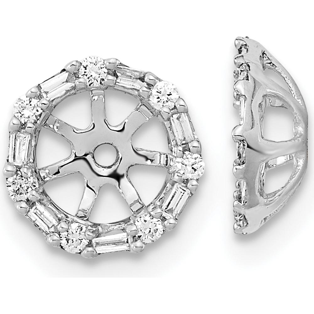 14K White Gold Diamond Earring Jackets with Round and Baguette Diamonds - 0.0166 Carat Total Diamond Weight by Oro Pregiato