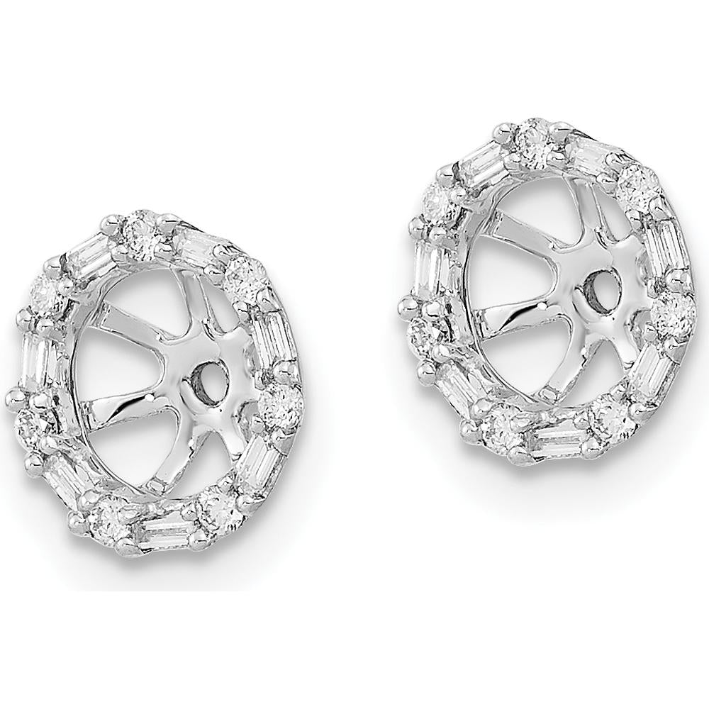 14K White Gold Diamond Earring Jackets with Round and Baguette Diamonds - 0.0166 Carat Total Diamond Weight by Oro Pregiato