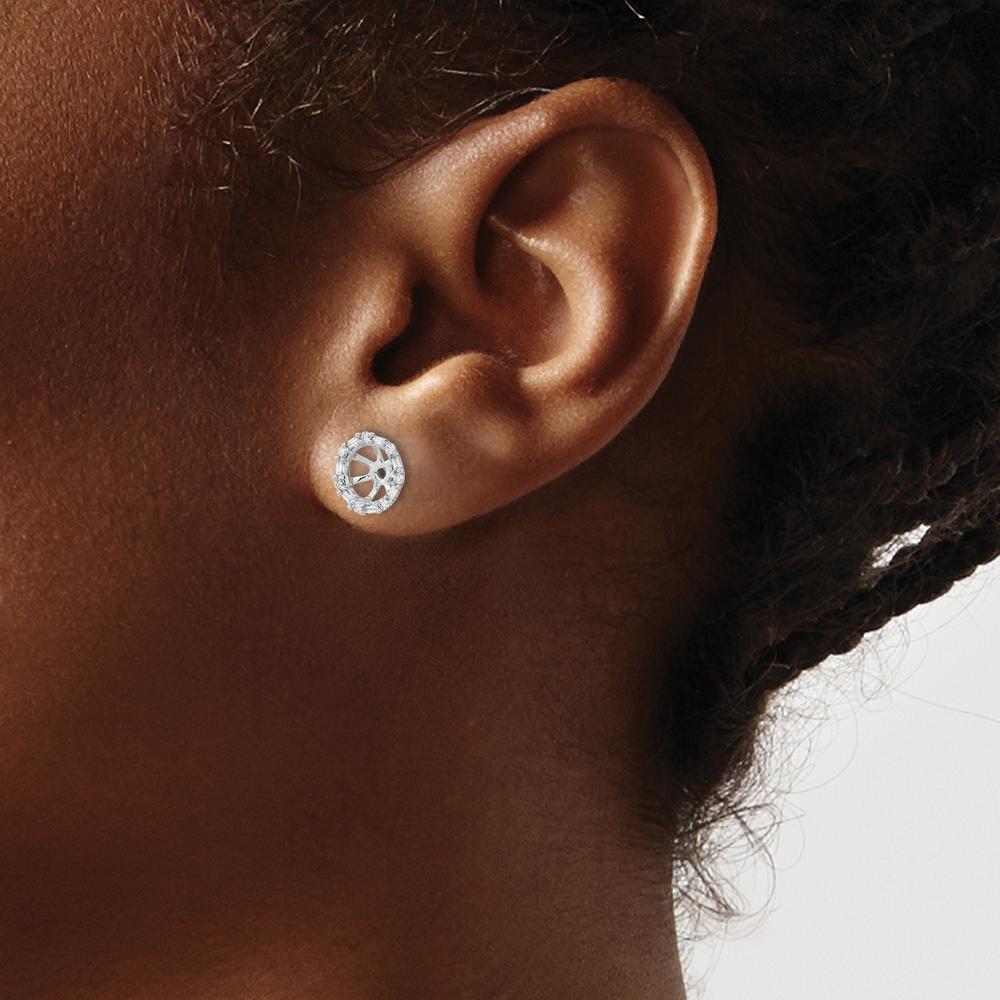 14K White Gold Diamond Earring Jackets with Round and Baguette Diamonds - 0.0166 Carat Total Diamond Weight by Oro Pregiato