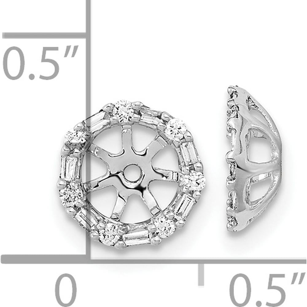 14K White Gold Diamond Earring Jackets with Round and Baguette Diamonds - 0.0166 Carat Total Diamond Weight by Oro Pregiato