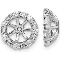 14K White Gold Diamond Earring Jackets with Round and Baguette Diamonds - 0.03 Carat Total Diamond Weight by Oro Pregiato