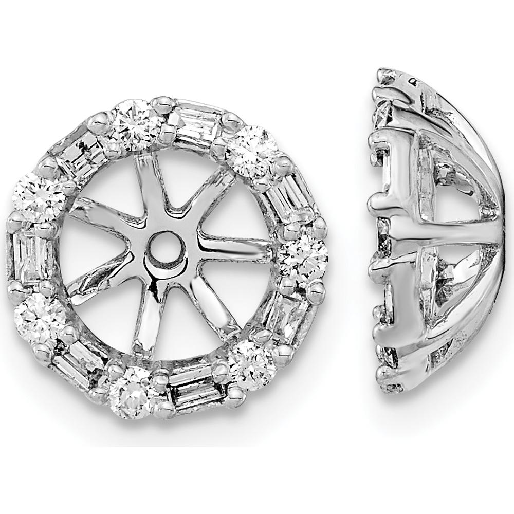 14K White Gold Diamond Earring Jackets with Round and Baguette Diamonds - 0.03 Carat Total Diamond Weight by Oro Pregiato