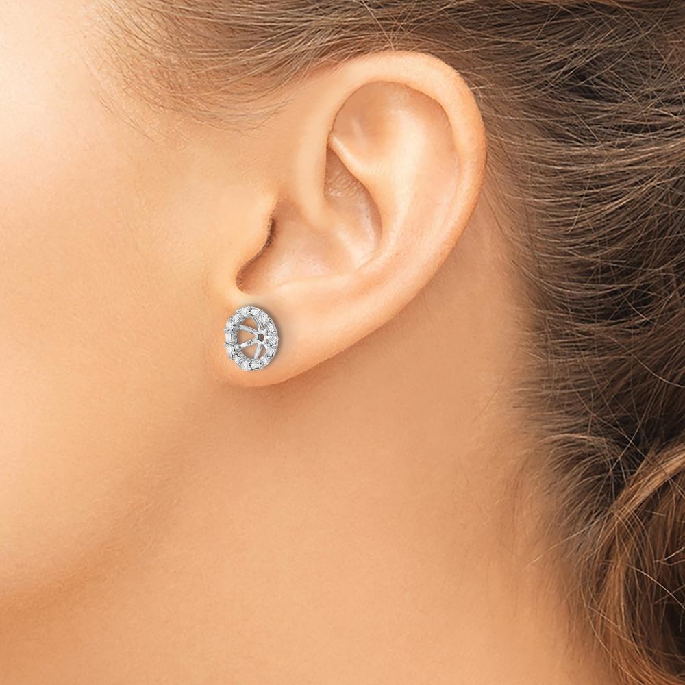 14K White Gold Diamond Earring Jackets with Round and Baguette Diamonds - 0.03 Carat Total Diamond Weight by Oro Pregiato
