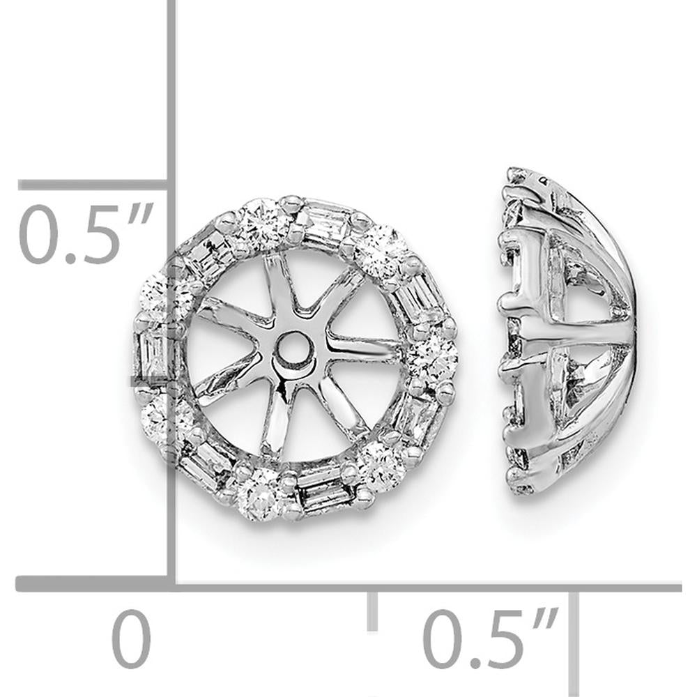 14K White Gold Diamond Earring Jackets with Round and Baguette Diamonds - 0.03 Carat Total Diamond Weight by Oro Pregiato