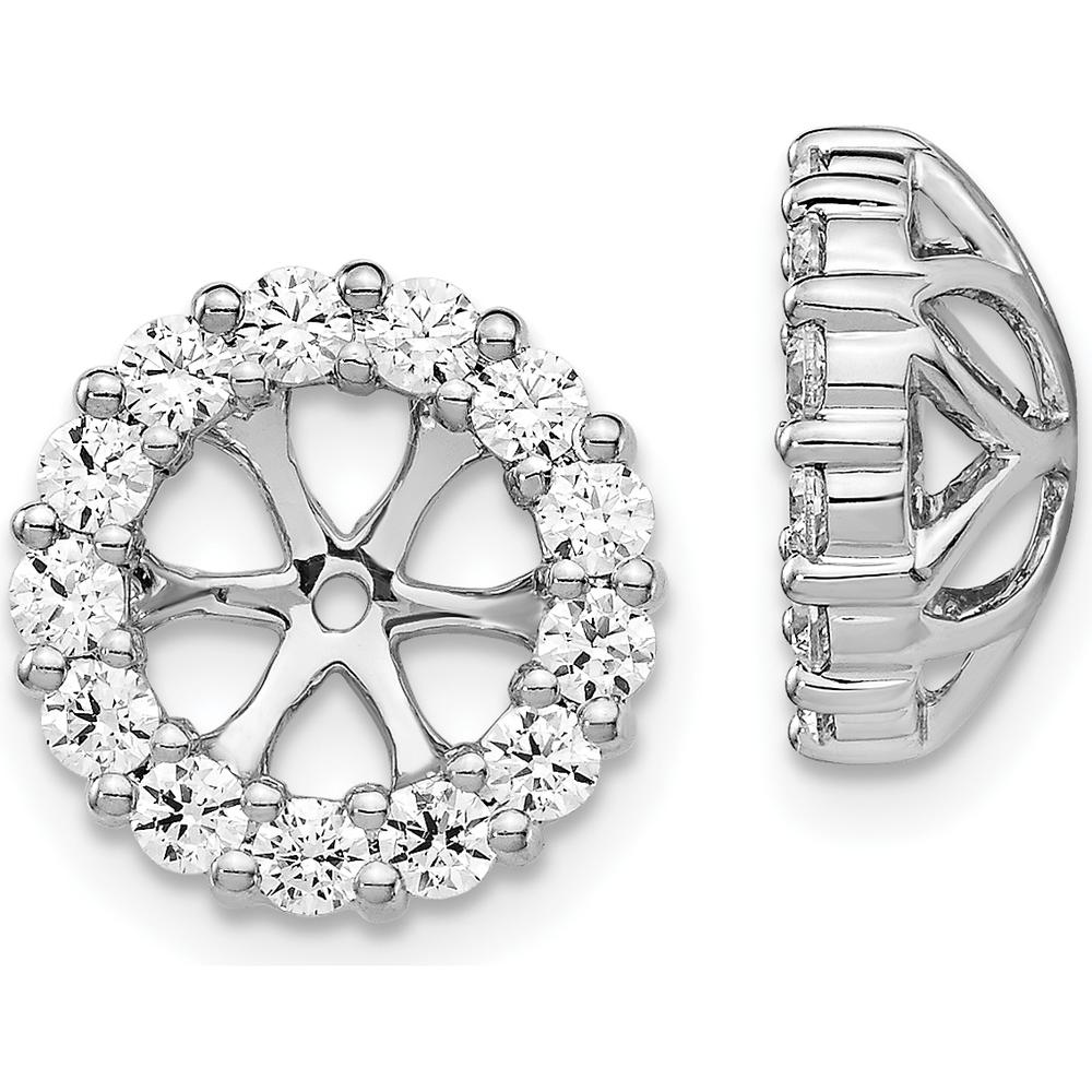 14K White Gold Diamond Earring Jackets with Round Brilliant-Cut Diamonds - 0.04 Carats Total Diamond Weight by Monteluci Fine Jewelry