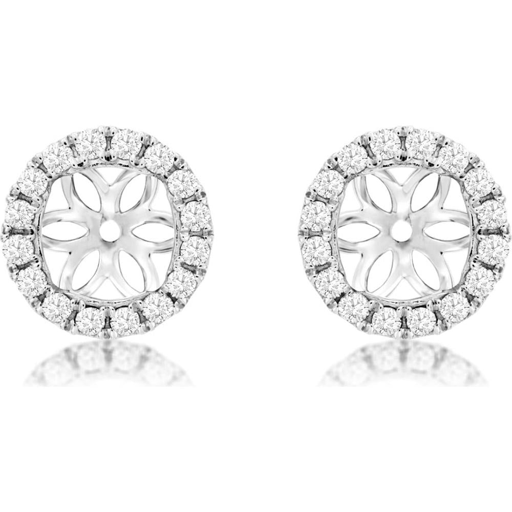 14K White Gold Diamond Earring Jackets with Round Brilliant Diamonds - 0.45 Carat Total Weight - Royal Jewelry