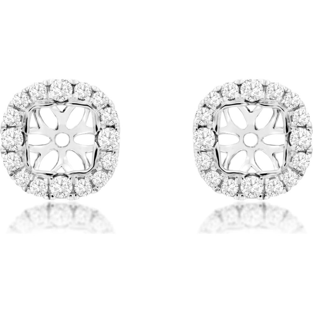 14K White Gold Diamond Earring Jackets with Round Cut Diamonds - 0.43 Carats Total Diamond Weight