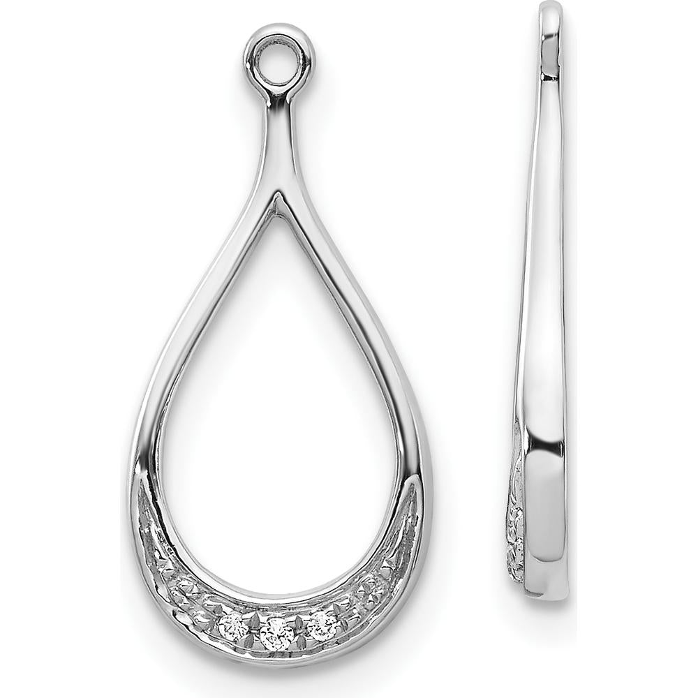 14K White Gold Diamond Earring Jackets with Round Diamonds - 0.007 Carats Total Diamond Weight by Monteluci Fine Jewelry