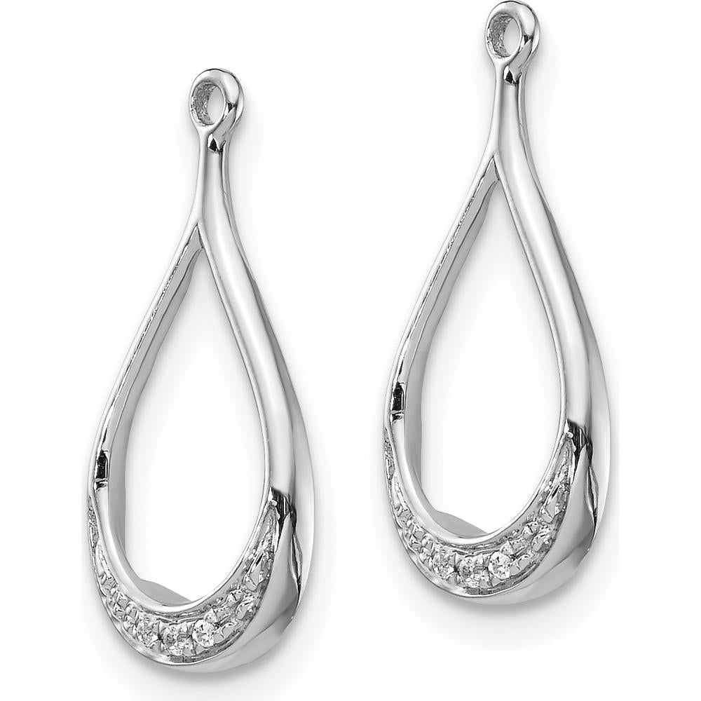 14K White Gold Diamond Earring Jackets with Round Diamonds - 0.007 Carats Total Diamond Weight by Monteluci Fine Jewelry