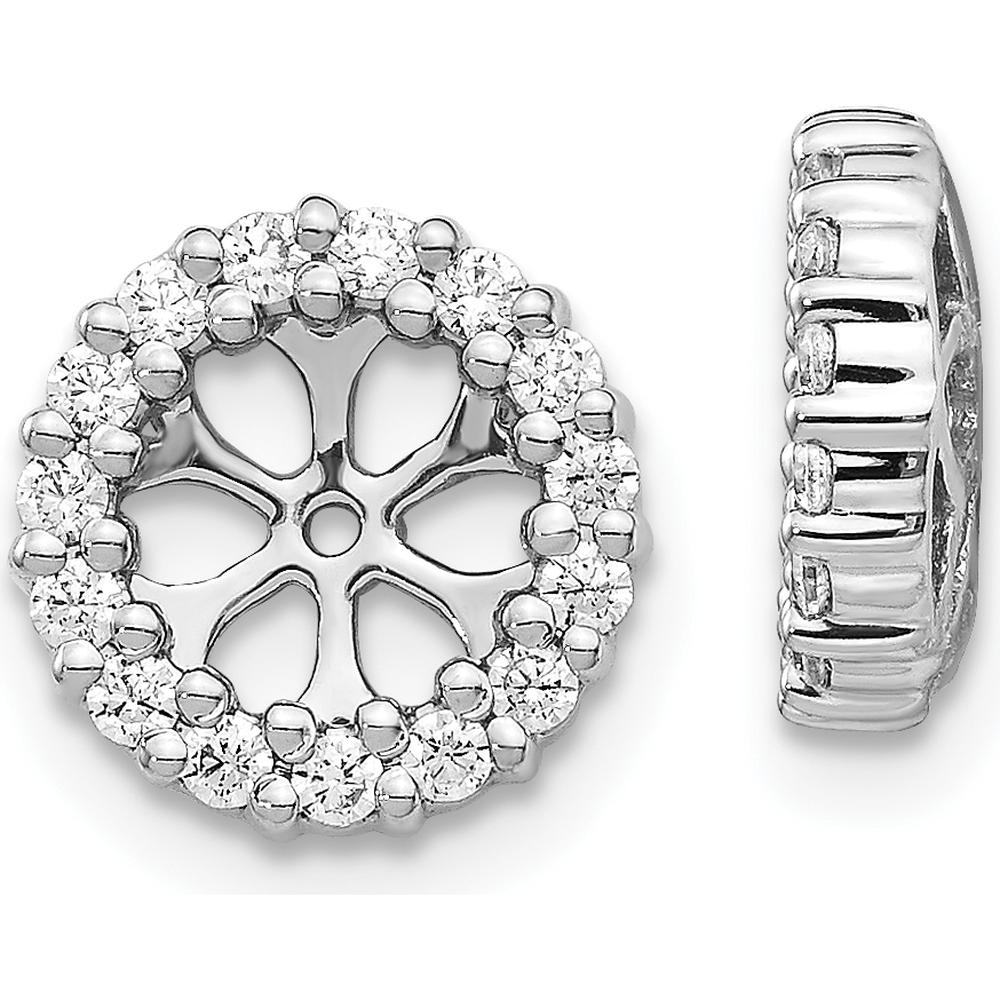 14K White Gold Diamond Earring Jackets with Round Diamonds - 0.015 Carats Total Diamond Weight by Monteluci Fine Jewelry