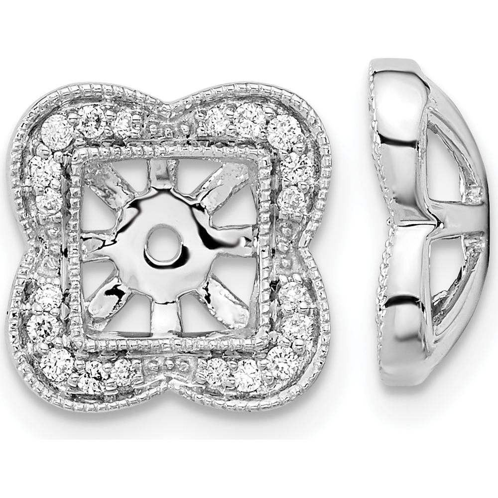 14K White Gold Diamond Earring Jackets with Round Diamonds - 0.06 Carat Total Diamond Weight by Oro Pregiato