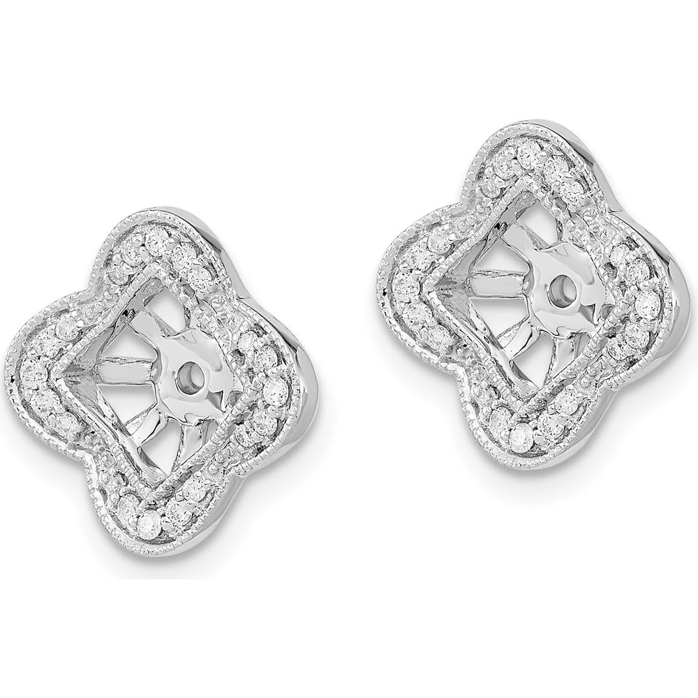 14K White Gold Diamond Earring Jackets with Round Diamonds - 0.06 Carat Total Diamond Weight by Oro Pregiato