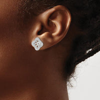 14K White Gold Diamond Earring Jackets with Round Diamonds - 0.06 Carat Total Diamond Weight by Oro Pregiato