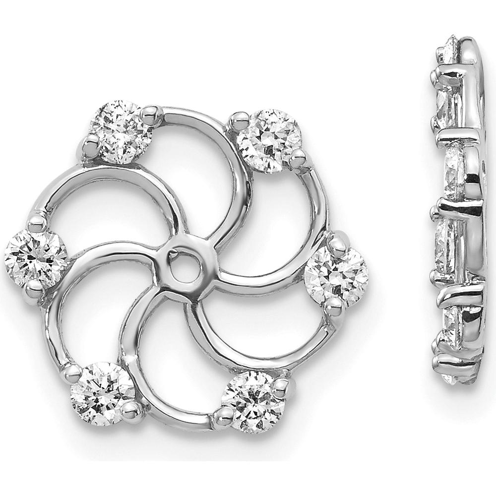 14K White Gold Diamond Earring Jackets with Round Faceted Diamonds - 0.00 Carat Total Diamond Weight by Oro Pregiato