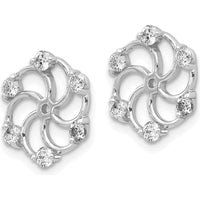 14K White Gold Diamond Earring Jackets with Round Faceted Diamonds - 0.00 Carat Total Diamond Weight by Oro Pregiato