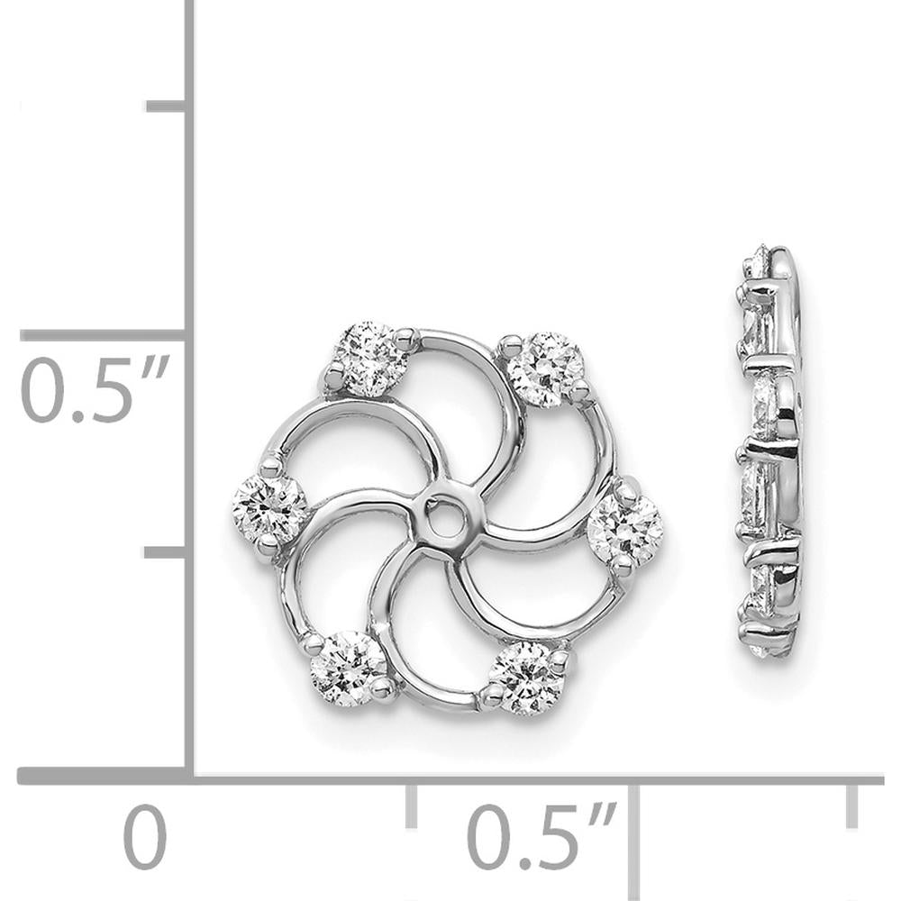 14K White Gold Diamond Earring Jackets with Round Faceted Diamonds - 0.00 Carat Total Diamond Weight by Oro Pregiato