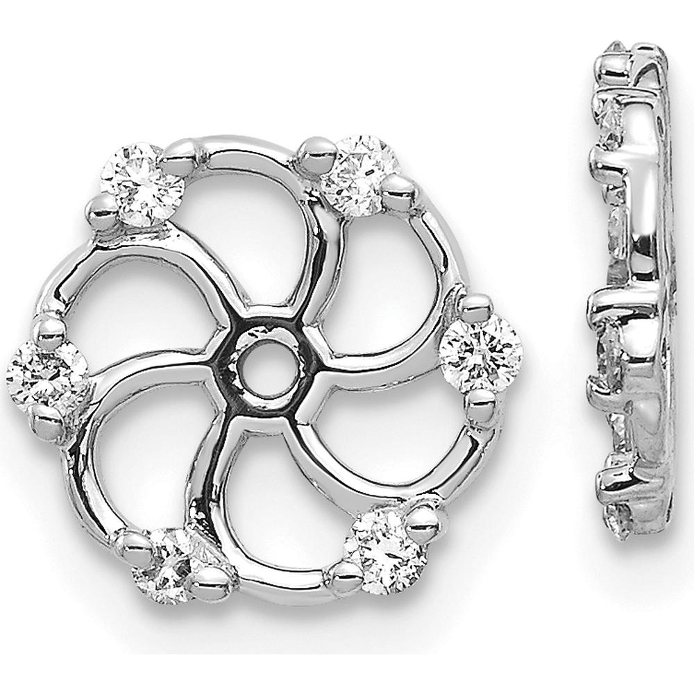 14K White Gold Diamond Earring Jackets with Round Faceted Diamonds - 0.18 Carats Total Diamond Weight by Monteluci Fine Jewelry