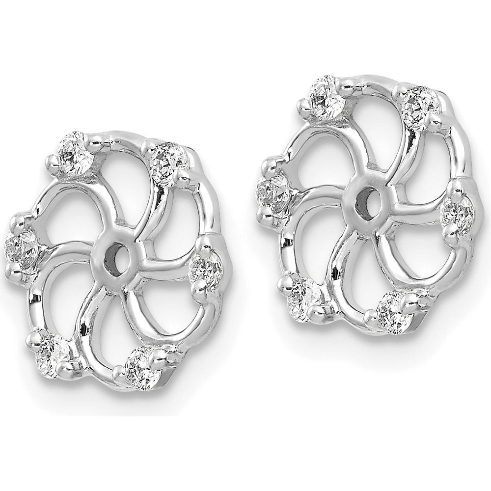 14K White Gold Diamond Earring Jackets with Round Faceted Diamonds - 0.18 Carats Total Diamond Weight by Monteluci Fine Jewelry