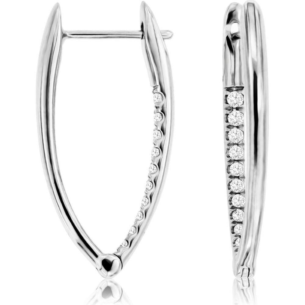 14K White Gold Diamond Earrings - 0.20 Carats Total Diamond Weight