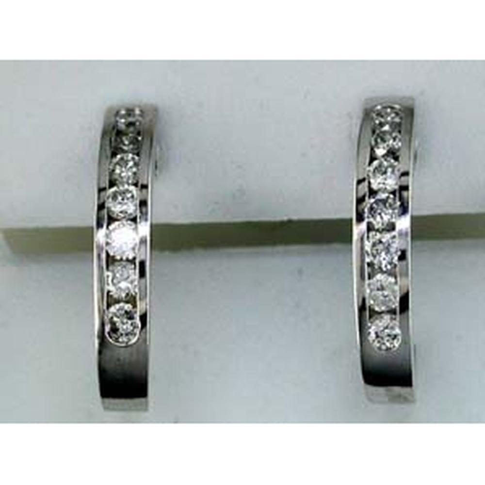 14K White Gold Diamond Earrings with Round Brilliant Diamonds - 1.15 Carats Total Diamond Weight