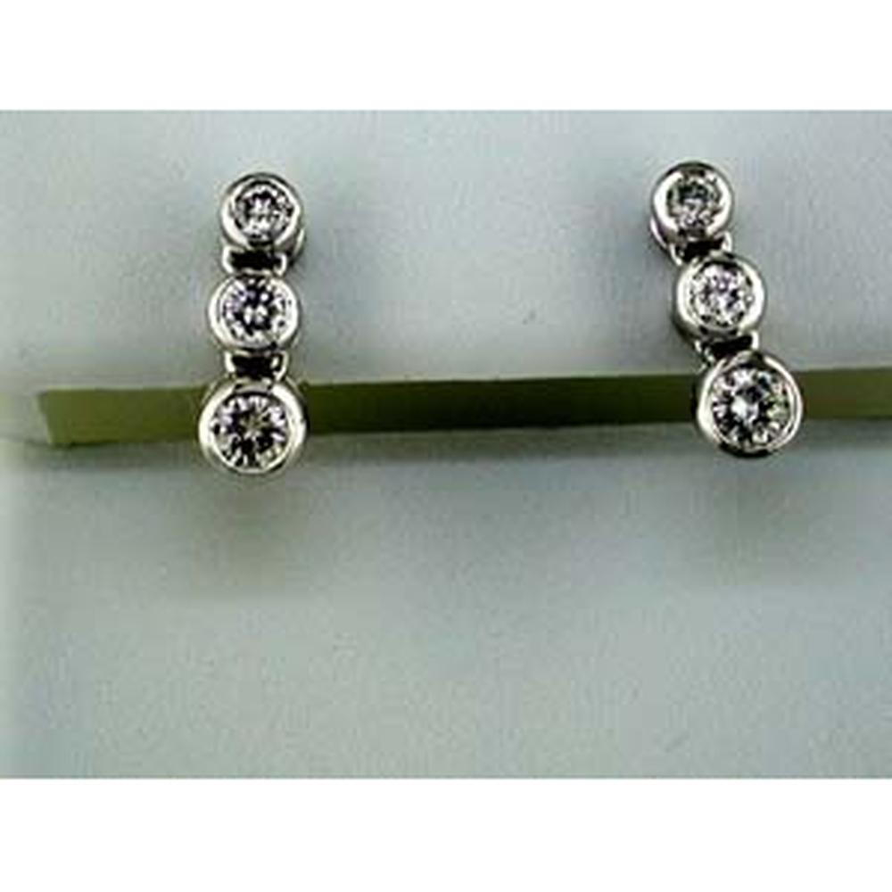 14K White Gold Diamond Earrings with Round Diamonds and Milgrain Detail - 0.50 Carats Total Diamond Weight