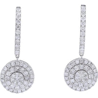 14K White Gold Diamond Earrings with Spiral Design - 4.29 Carat Total Diamond Weight