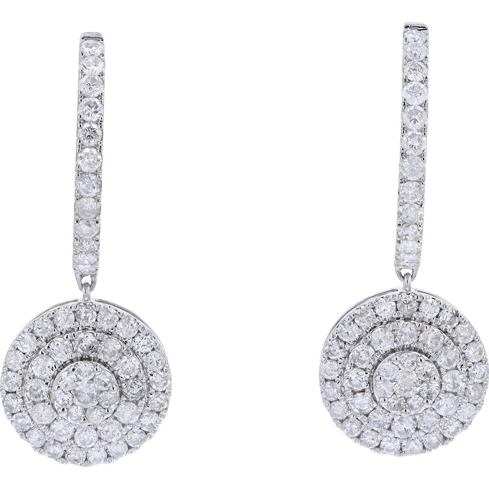 14K White Gold Diamond Earrings with Spiral Design - 4.29 Carat Total Diamond Weight