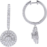 14K White Gold Diamond Earrings with Spiral Design - 4.29 Carat Total Diamond Weight