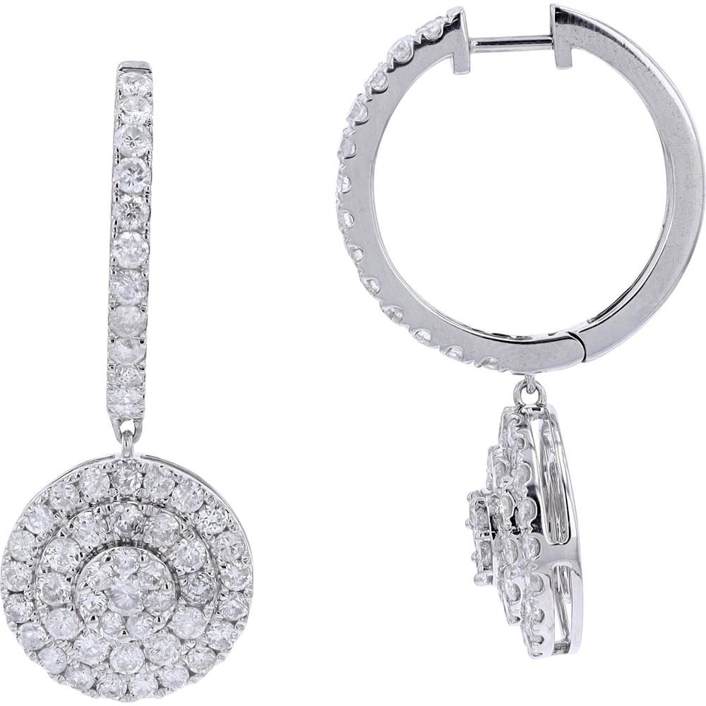 14K White Gold Diamond Earrings with Spiral Design - 4.29 Carat Total Diamond Weight