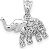 14K White Gold Diamond Elephant Pendant - 1/6 Carat Total Diamond Weight by Monteluci Fine Jewelry