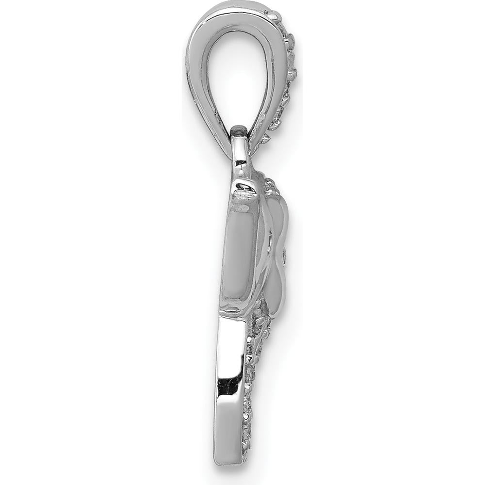 14K White Gold Diamond Elephant Pendant - 1/6 Carat Total Diamond Weight by Monteluci Fine Jewelry
