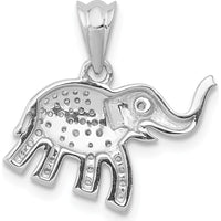 14K White Gold Diamond Elephant Pendant - 1/6 Carat Total Diamond Weight by Monteluci Fine Jewelry
